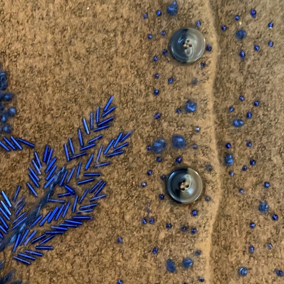 Anthropologie Brown Beaded Grandpa Sweater - Picture 5 of 8